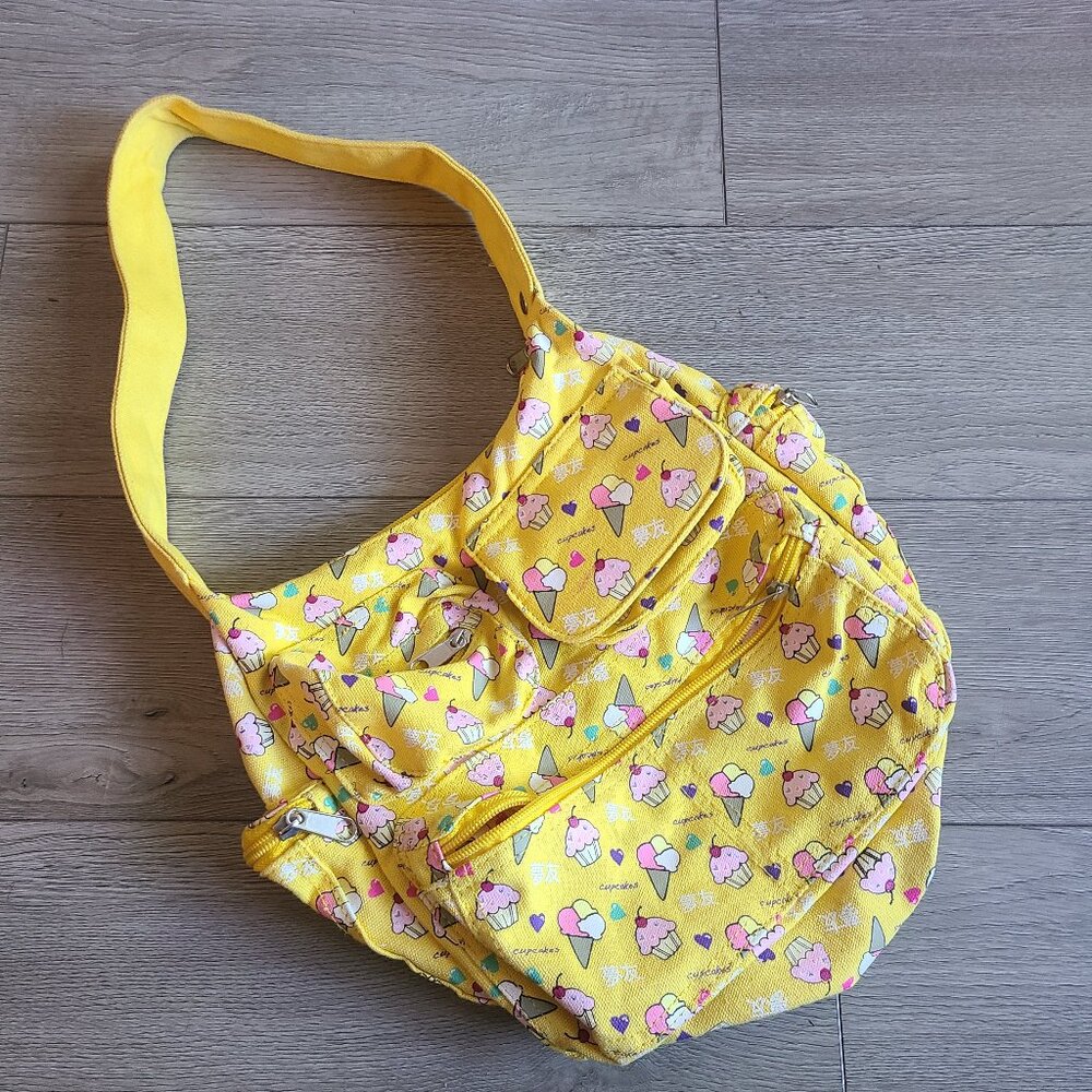 NEW Yellow Ice Cream Cupcakes Print Handbag